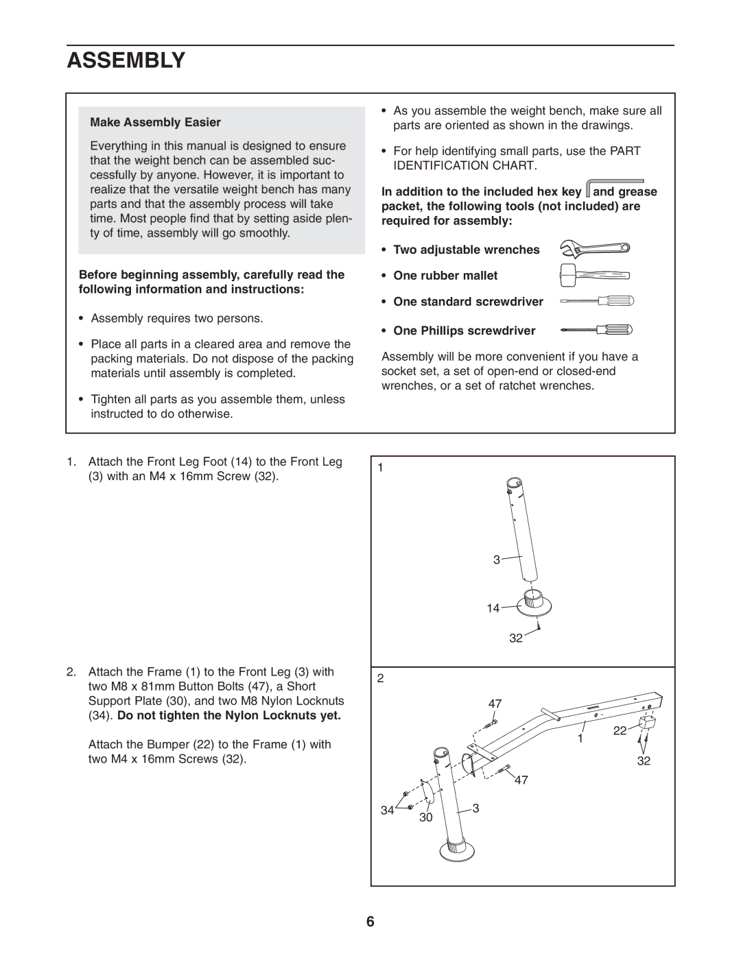 ProForm PFEVBE1836.0 user manual Make Assembly Easier 