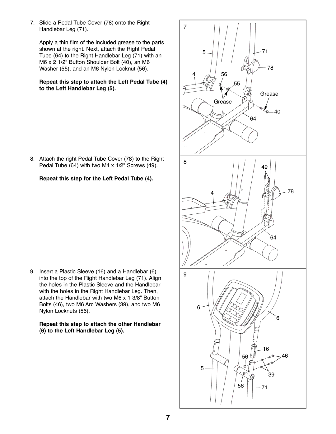 ProForm PFEVEL2486.0 user manual Repeat this step for the Left Pedal Tube 