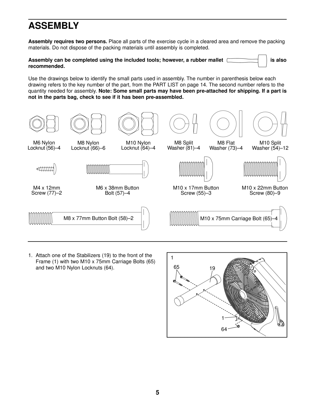 ProForm PFEVEL2786.0 user manual Assembly requires two persons, Recommended 