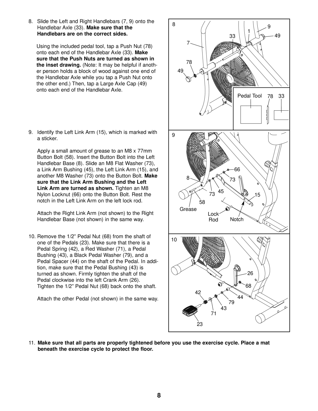 ProForm PFEVEL2786.0 user manual Handlebars are on the correct sides, Onto each end of the Handlebar Axle, Drawing 