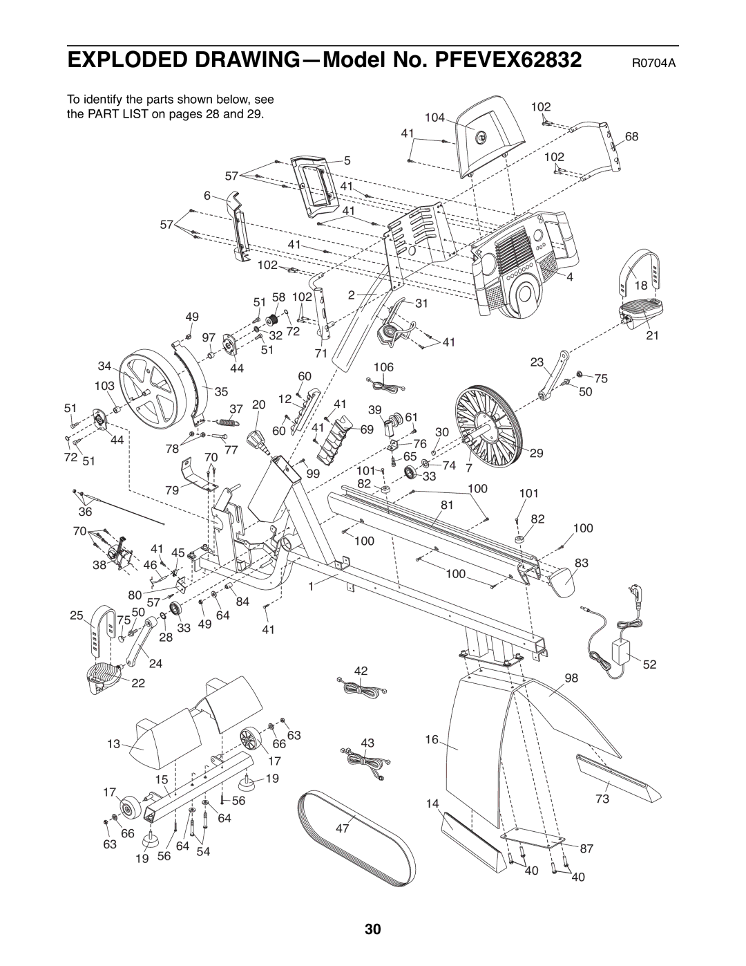 ProForm user manual Exploded DRAWING-Model No. PFEVEX62832 