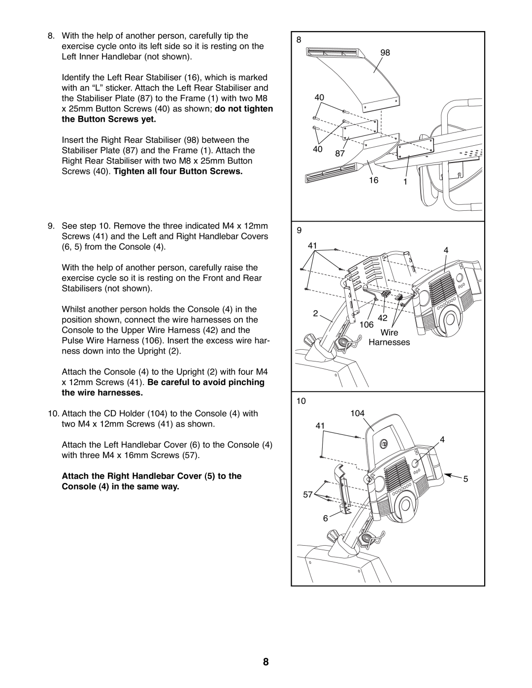 ProForm PFEVEX62832 user manual Attach the Right Handlebar Cover 5 to the Console 4 in the same way 