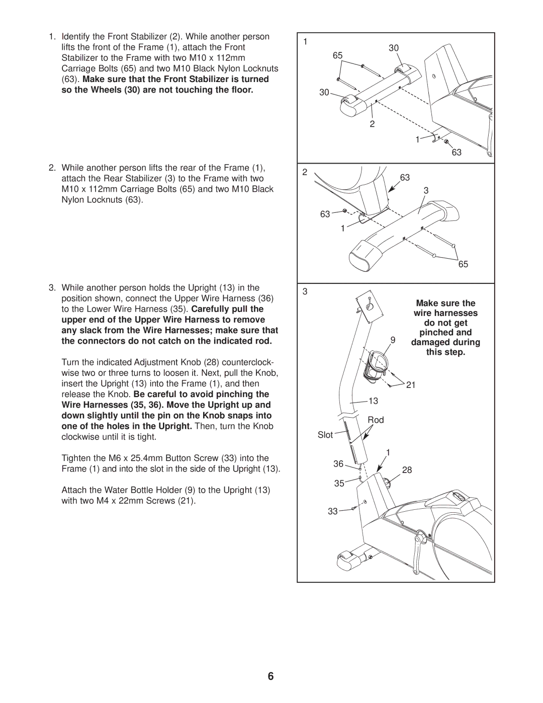 ProForm PFEX17930 user manual Make sure, Wire harnesses, Do not get, This step 