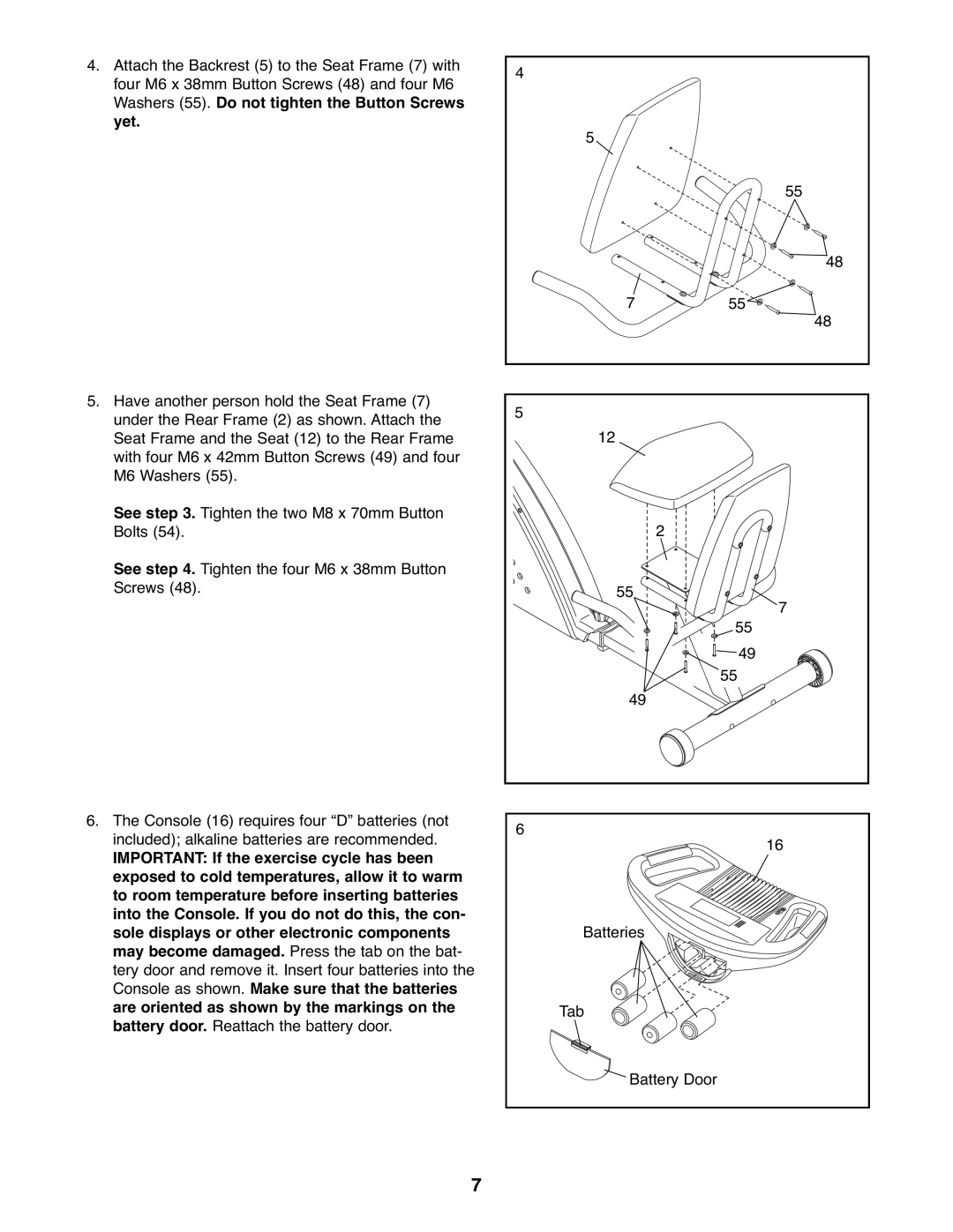 ProForm PFEX1995.1 user manual See . Tighten the two M8 x 70mm Button Bolts 
