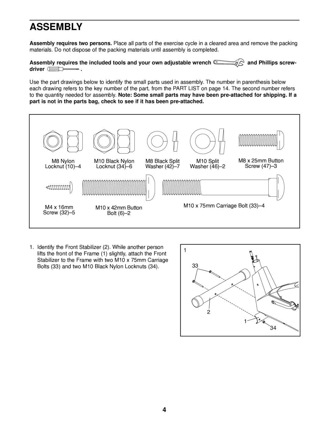 ProForm PFEX20020 user manual Assembly 