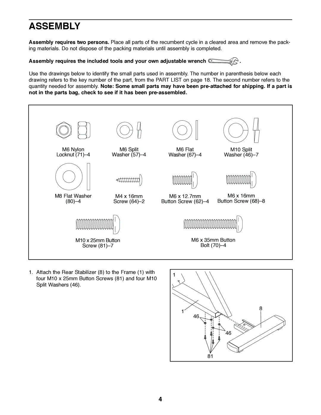 ProForm PFEX31420 user manual Assembly 