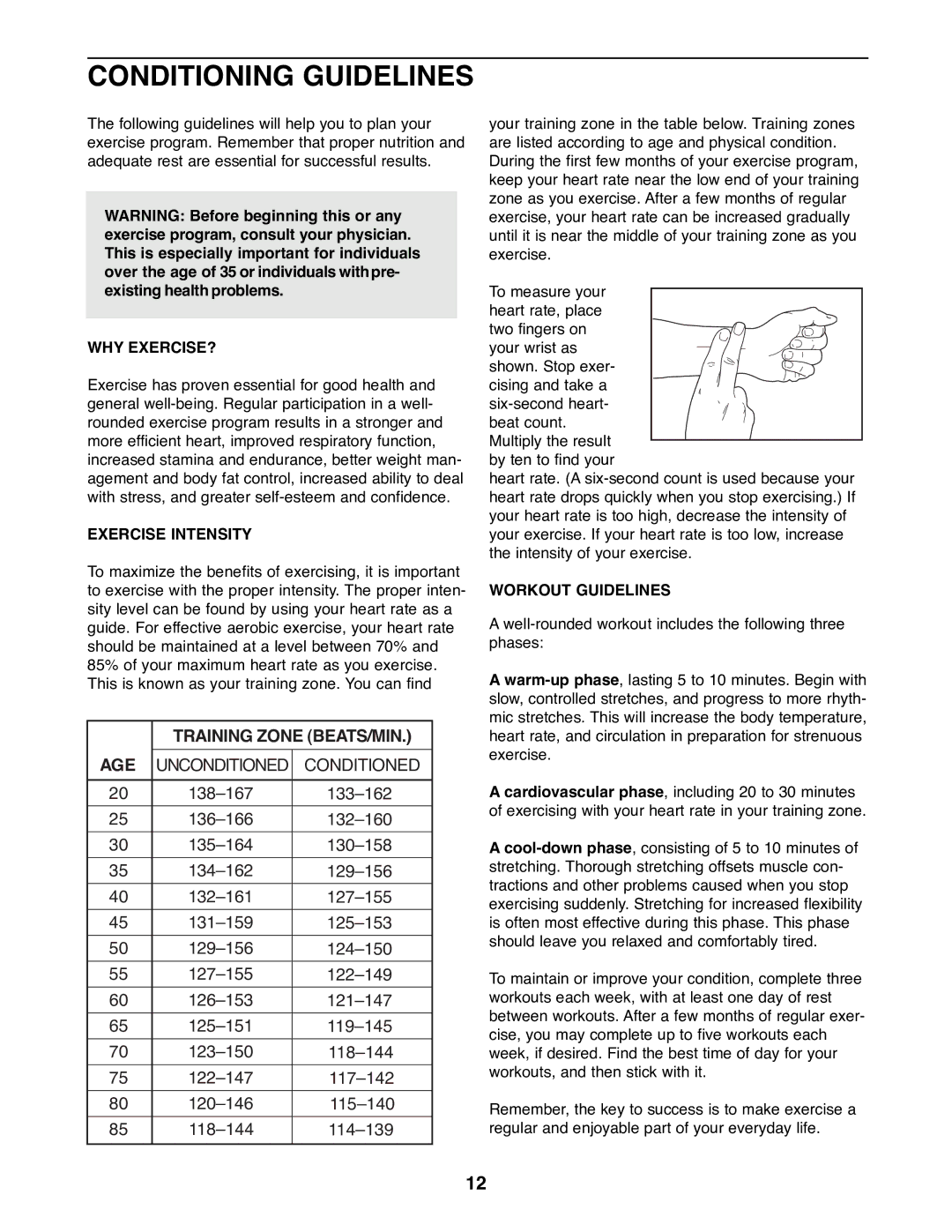 ProForm PFEX33790 user manual Conditioning Guidelines, Why Exercise?, Exercise Intensity, Workout Guidelines 