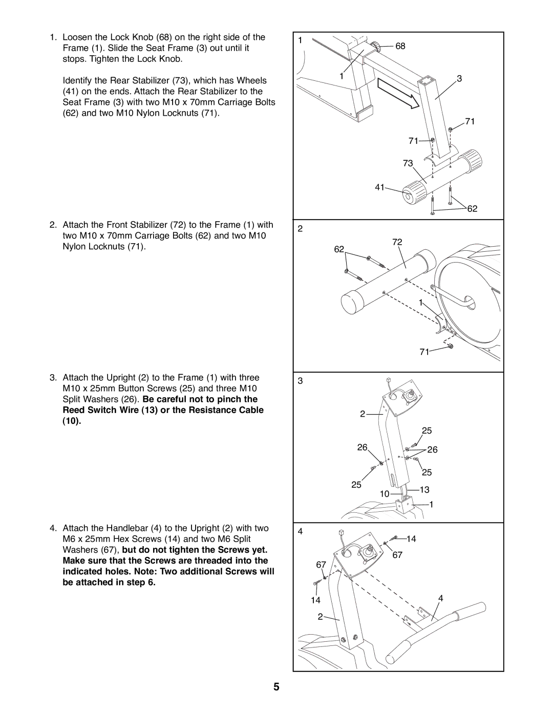 ProForm PFEX33790 user manual Reed Switch Wire 13 or the Resistance Cable 