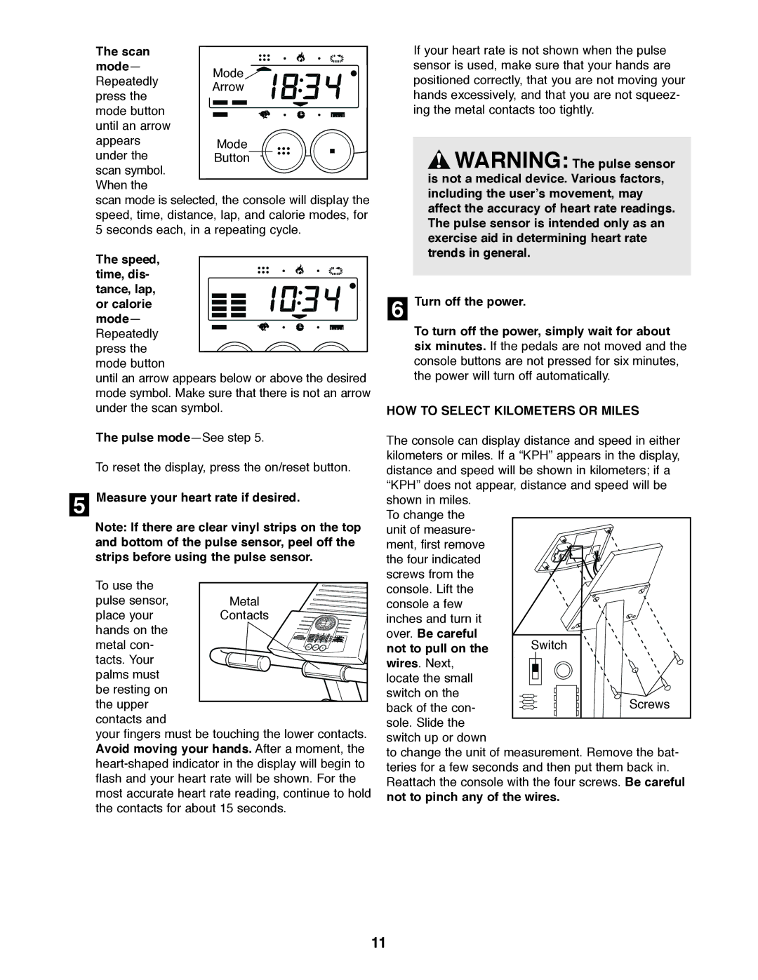 ProForm PFEX3849BX1 user manual HOW to Select Kilometers or Miles 