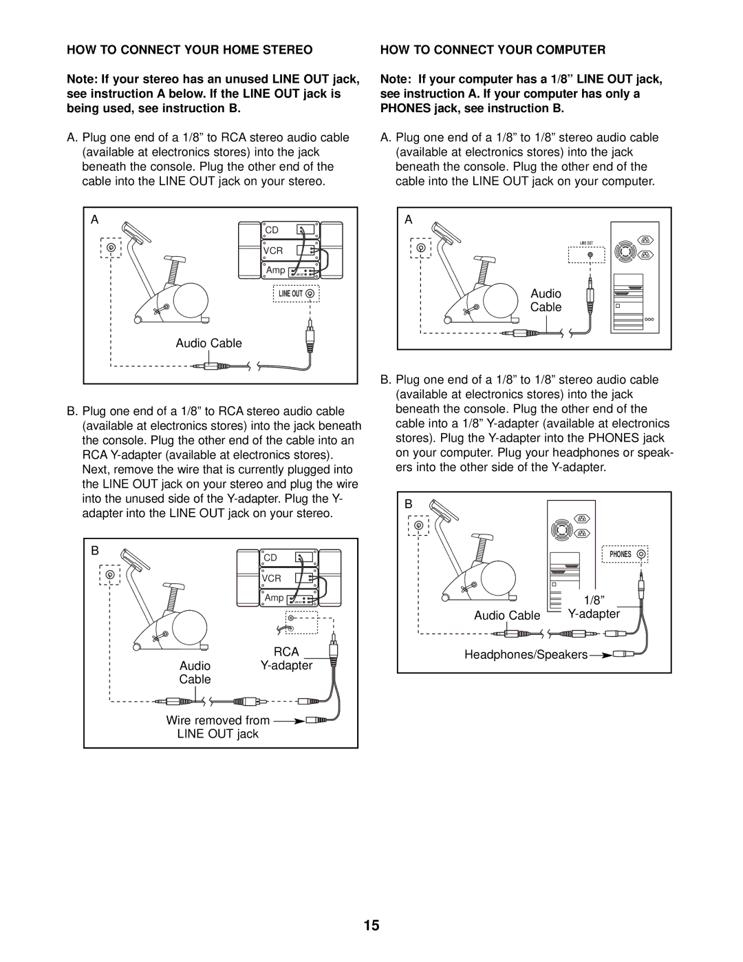 ProForm PFEX39910 user manual HOW to Connect Your Home Stereo HOW to Connect Your Computer 