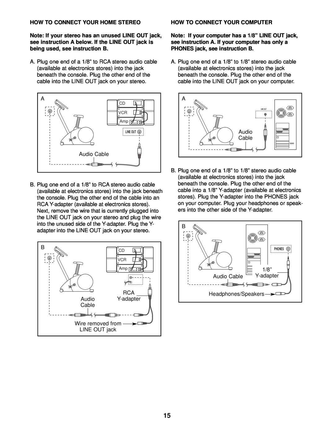 ProForm PFEX39910 user manual How To Connect Your Home Stereo, How To Connect Your Computer, Line Out 