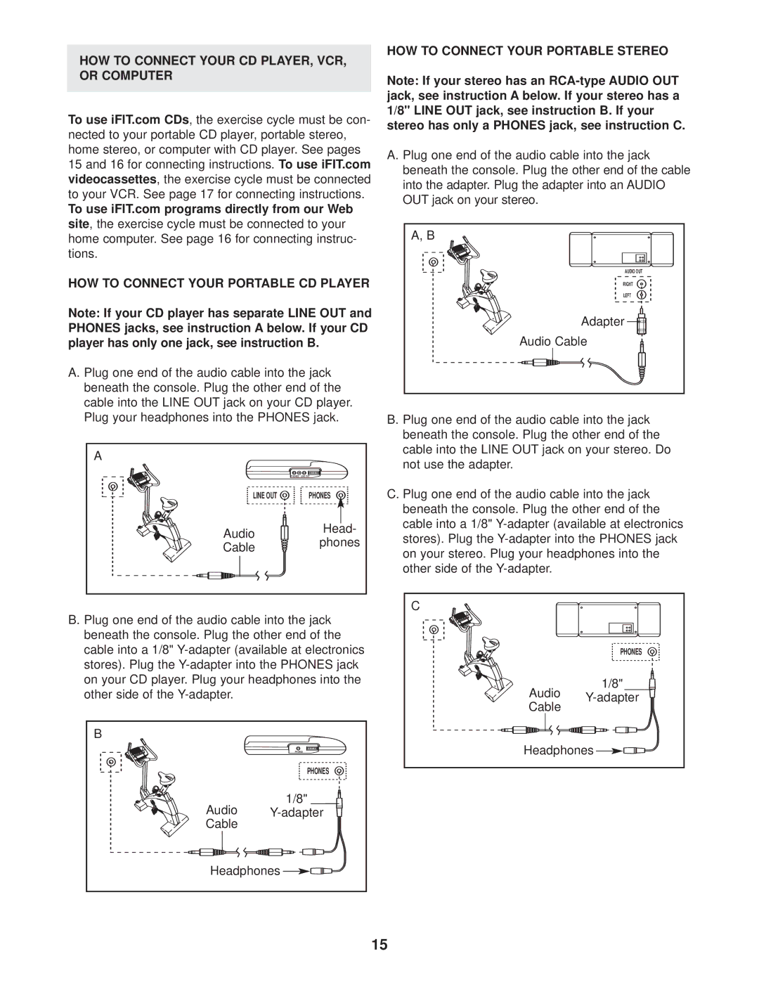 ProForm PFEX4986.0 user manual HOW to Connect Your Portable Stereo 