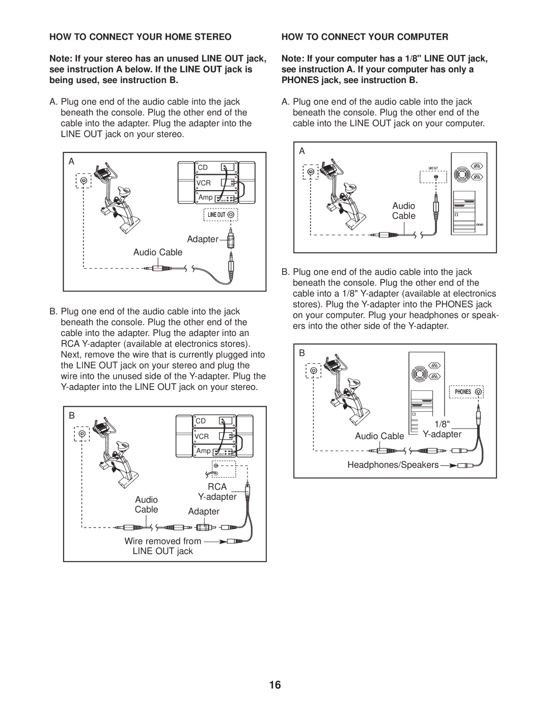 ProForm PFEX4986.0 user manual HOW to Connect Your Home Stereo HOW to Connect Your Computer 