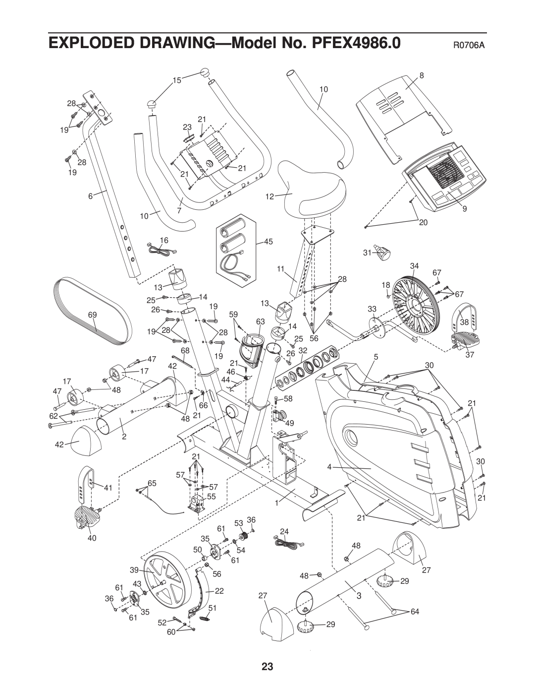 ProForm user manual EXPLODED DRAWING-Model No. PFEX4986.0, R0706A 