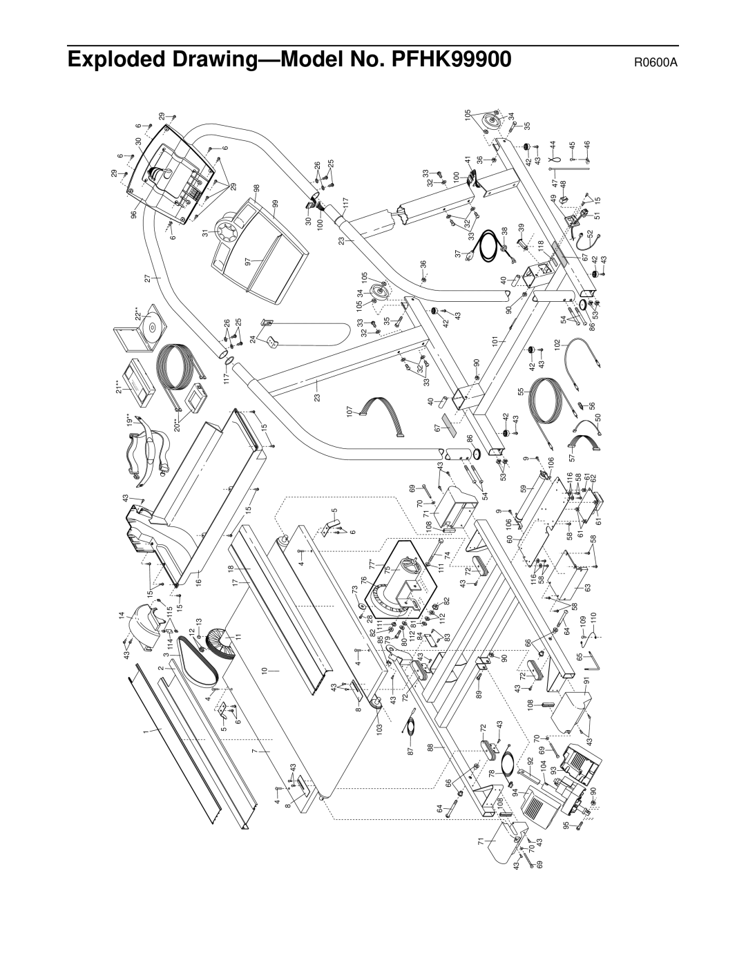 ProForm user manual Exploded Drawing-Model No. PFHK99900 