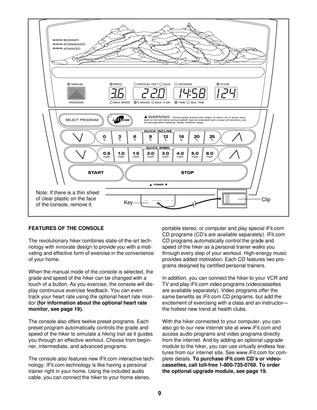 ProForm PFHK99900 user manual Features of the Console 