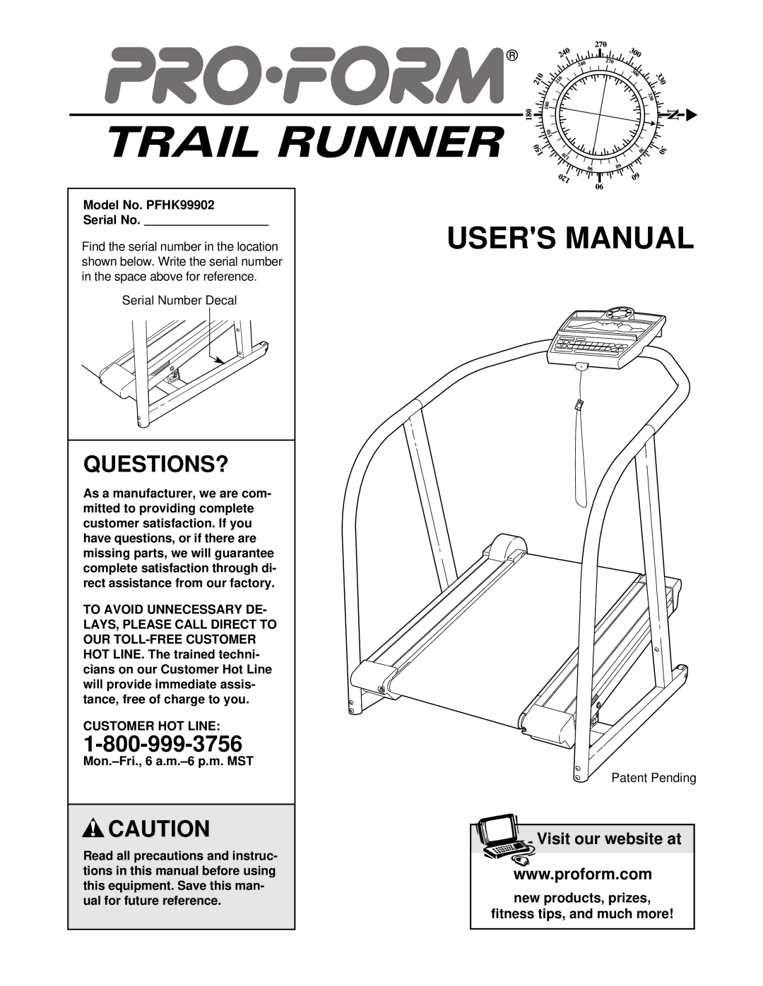 ProForm user manual Model No. PFHK99902 Serial No, Customer HOT Line 