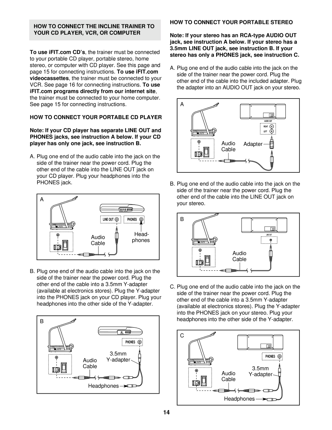 ProForm PFHK99902 user manual HOW to Connect Your Portable Stereo 