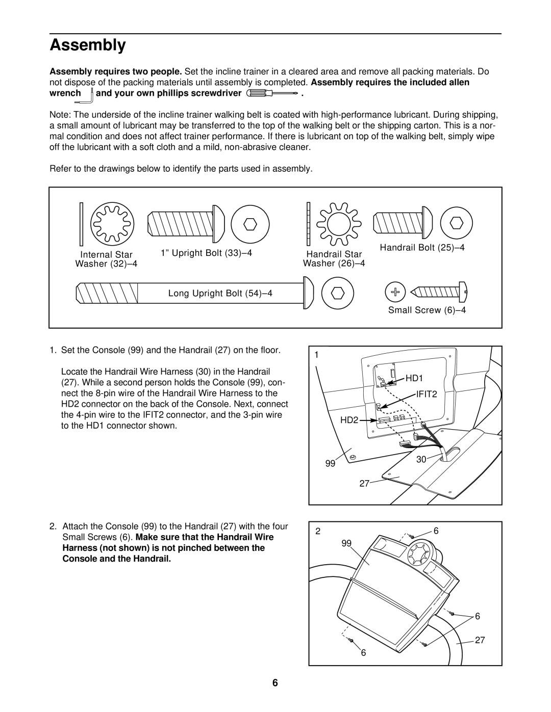 ProForm PFHK99902 user manual Assembly, Wrench and your own phillips screwdriver 