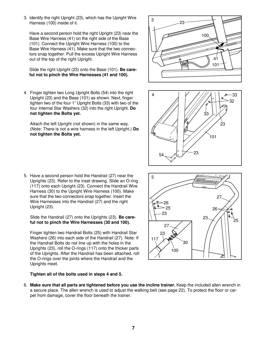 ProForm PFHK99902 user manual Tighten all of the bolts used in steps 4 