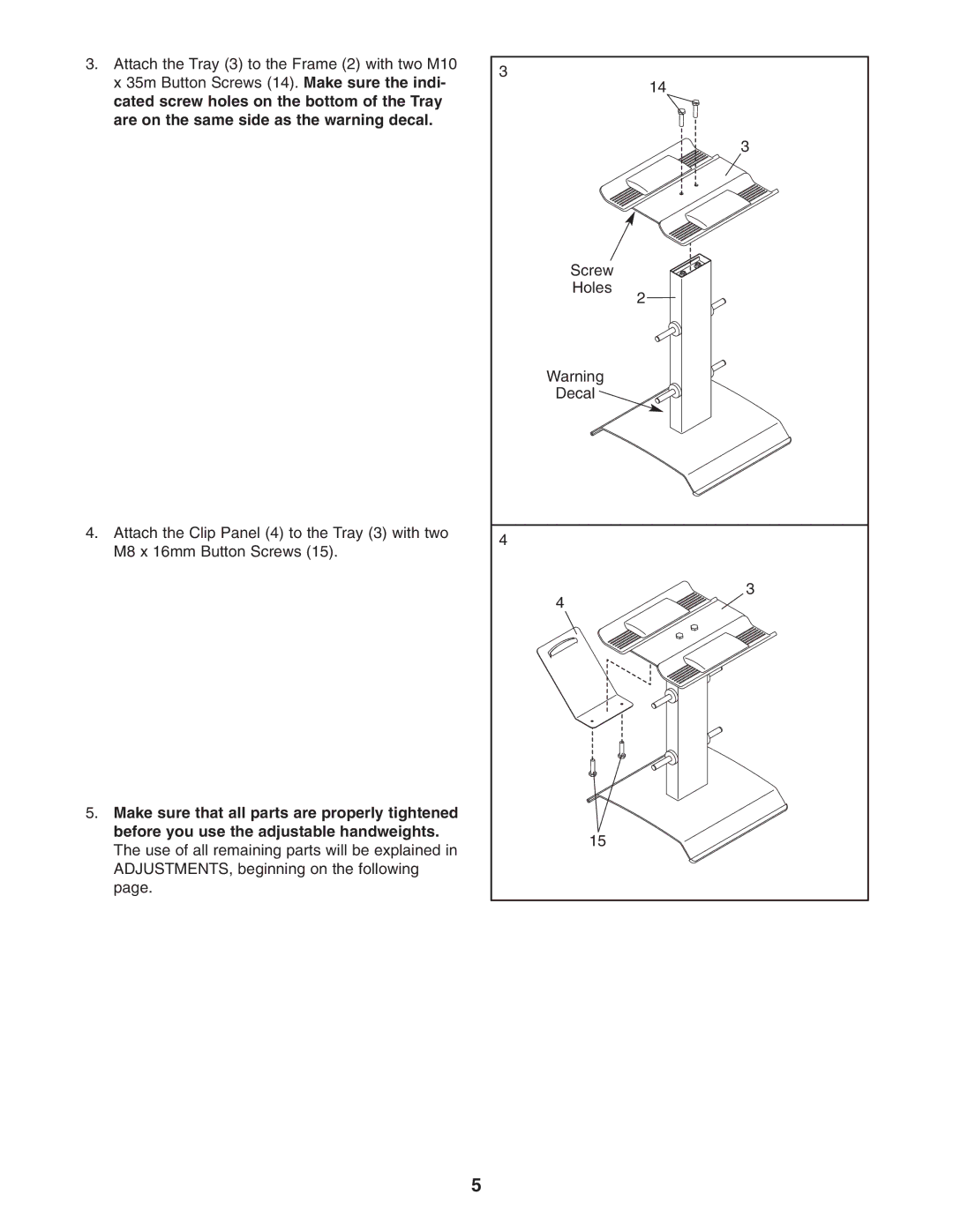 ProForm PFMC12330 user manual Screw 