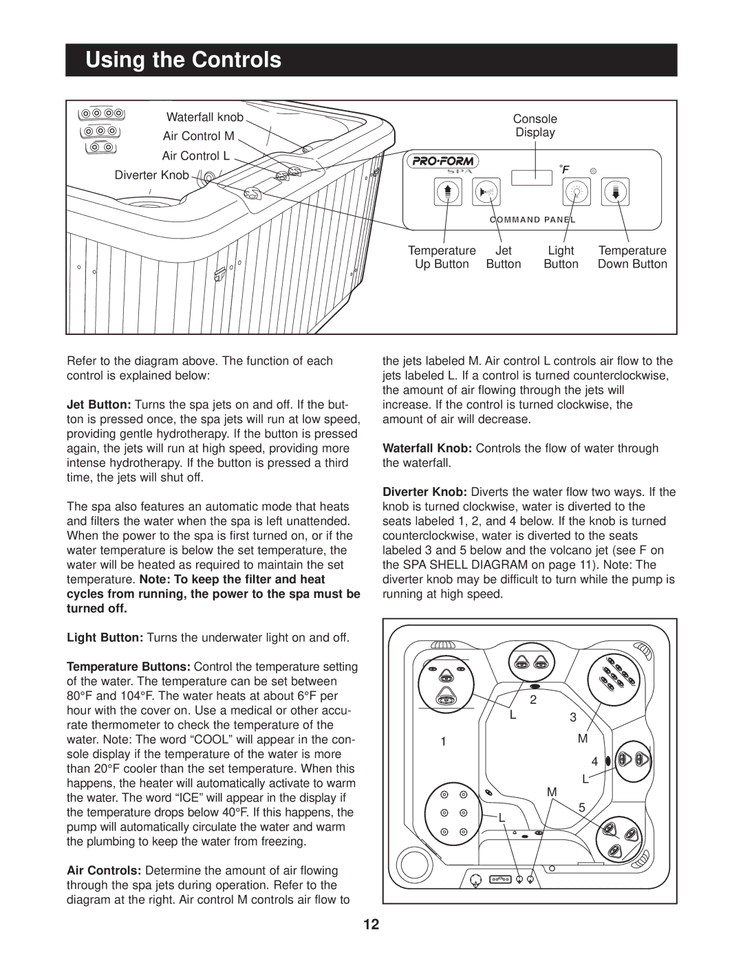 ProForm PFSB62830 user manual Using the Controls 