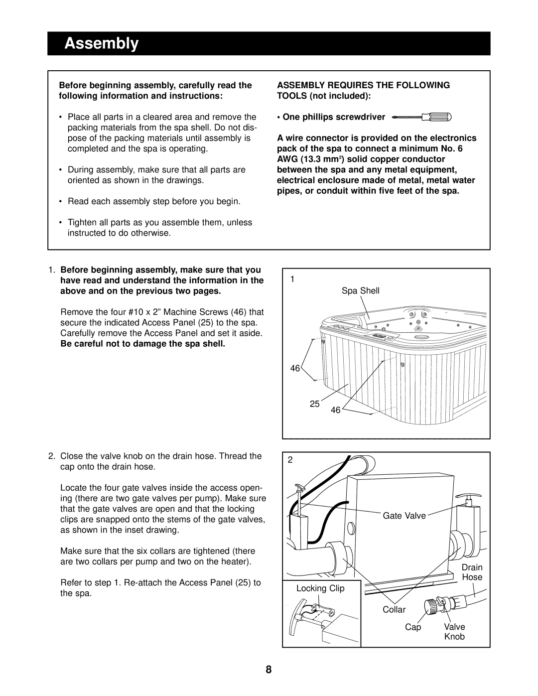 ProForm PFSB73930 user manual Assembly, Be careful not to damage the spa shell 