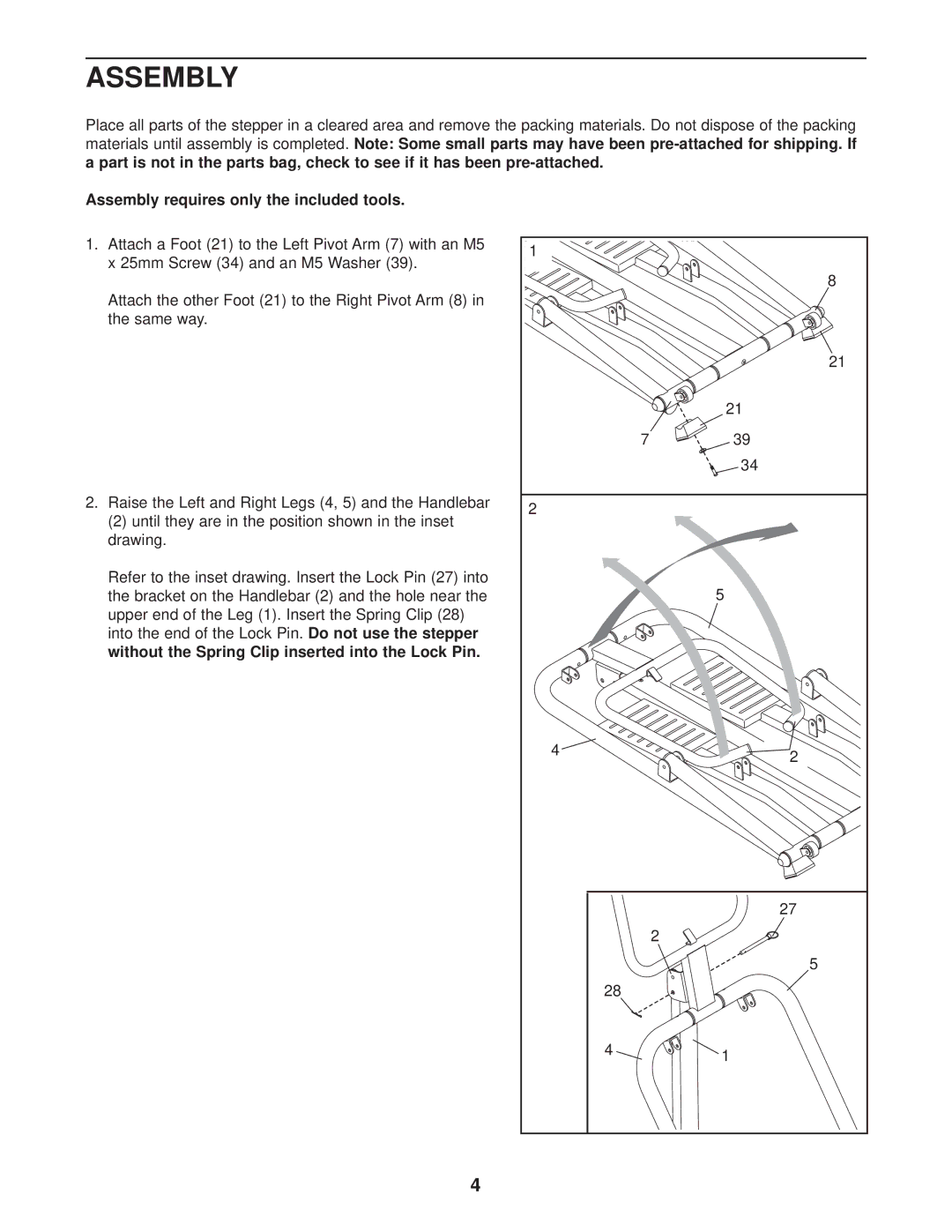 ProForm PFST12020 user manual Assembly requires only the included tools 