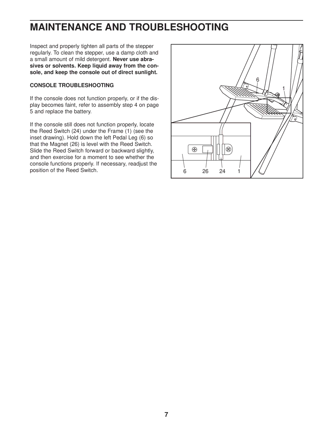 ProForm PFST12020 user manual Maintenance and Troubleshooting, Console Troubleshooting 