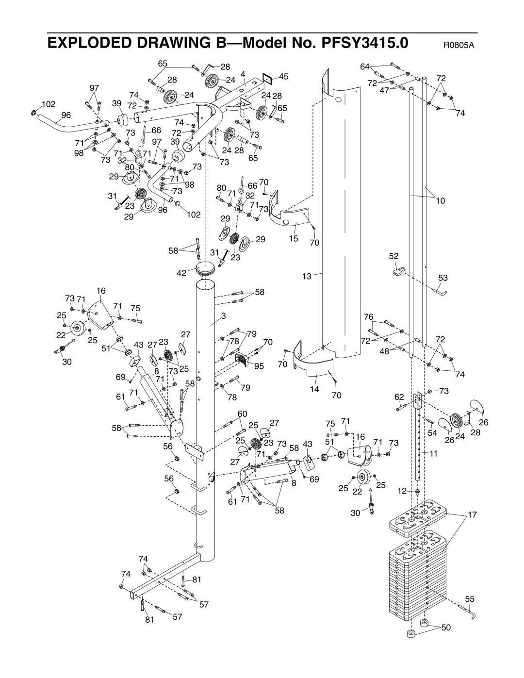 ProForm user manual Exploded Drawing B-Model No. PFSY3415.0 