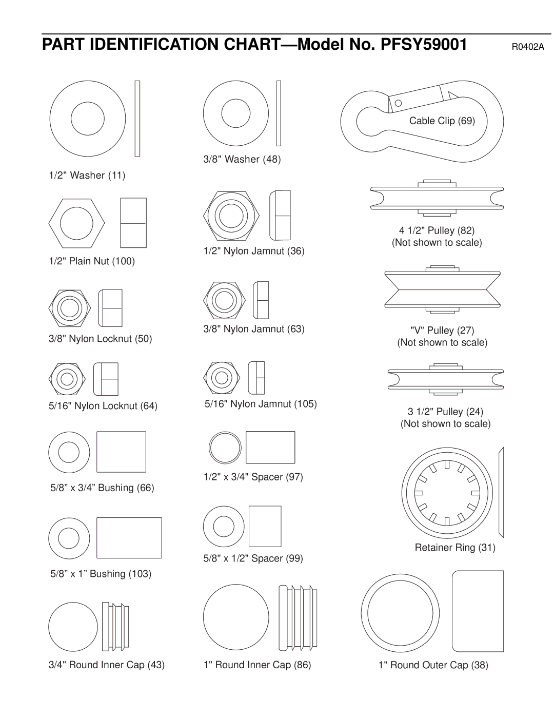 ProForm user manual Part Identification CHART-Model No. PFSY59001, R0402A 