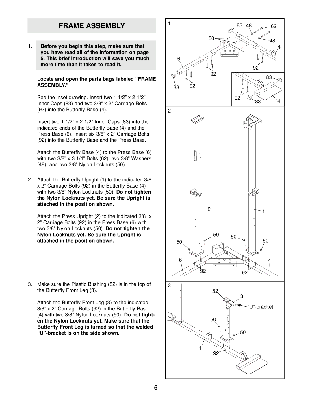 ProForm PFSY59001 user manual Frame Assembly 