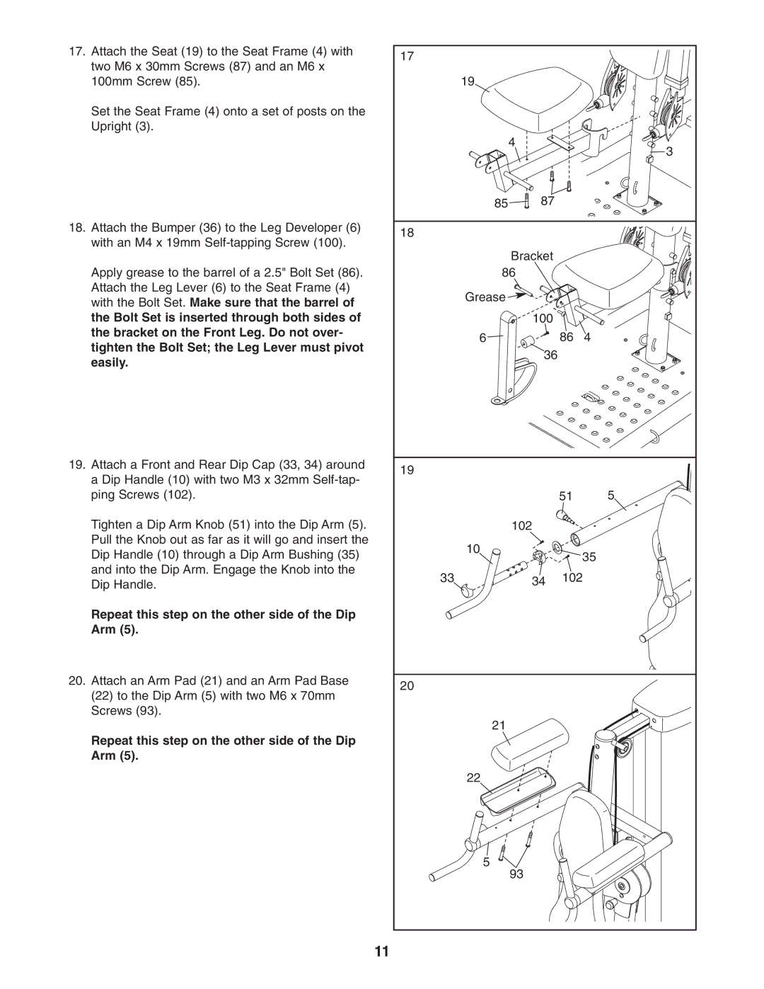 ProForm PFSY6806.0 user manual Repeat this step on the other side of the Dip Arm 