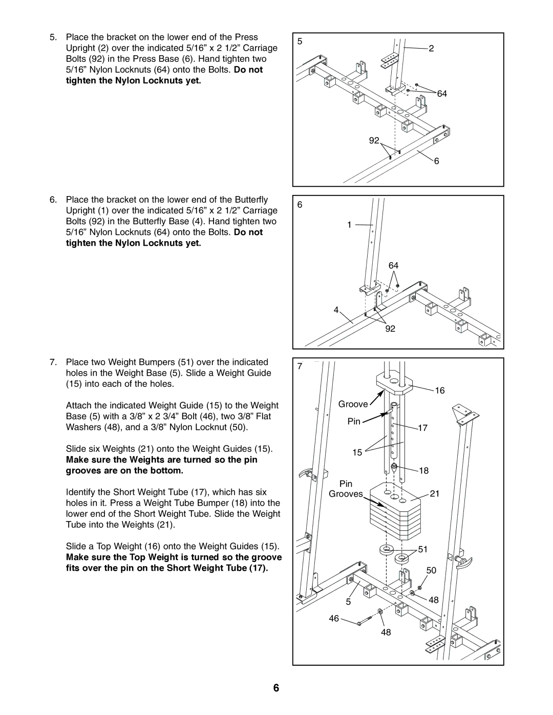 ProForm PFSY74490 user manual Groove Pin Grooves 