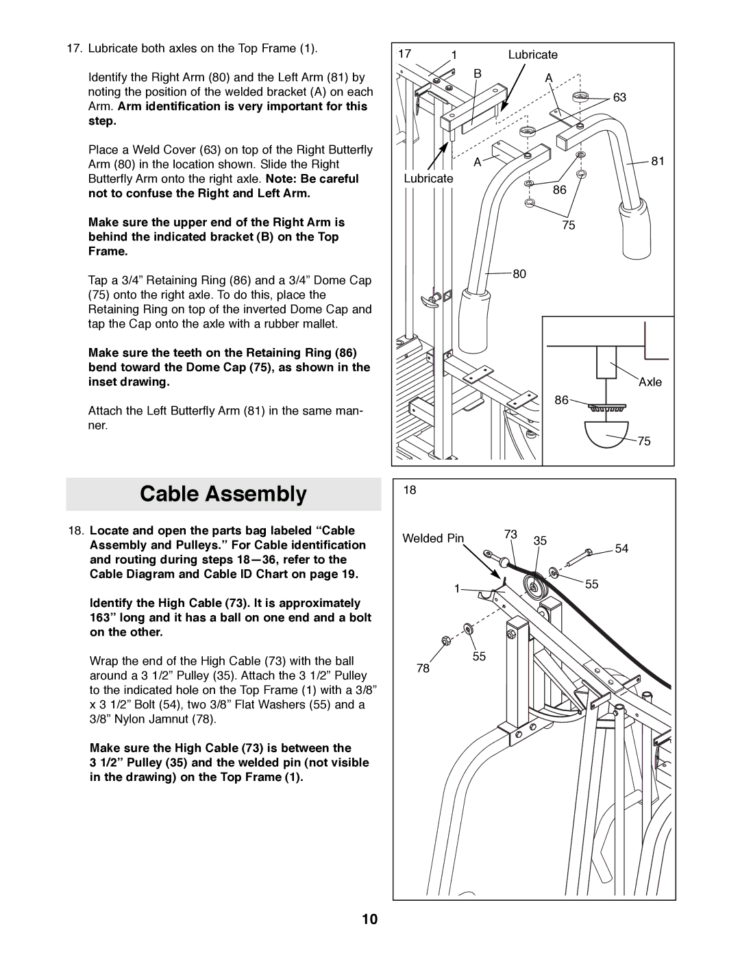 ProForm PFSY92080 manual Cable Assembly 