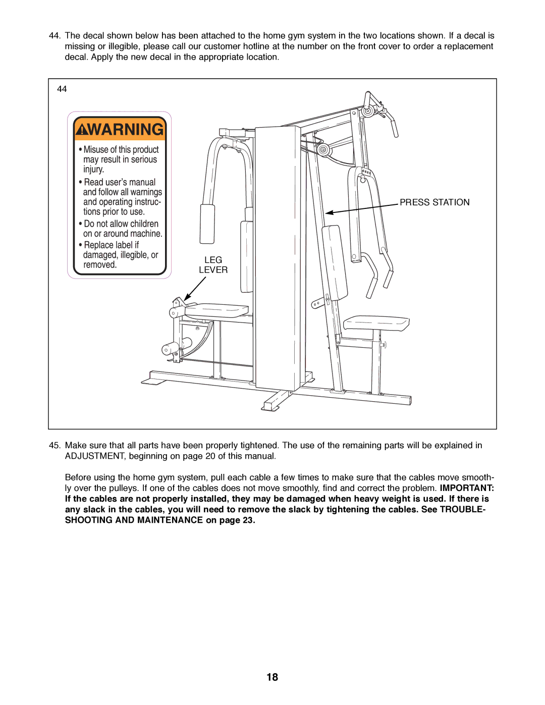 ProForm PFSY92080 manual Press Station 