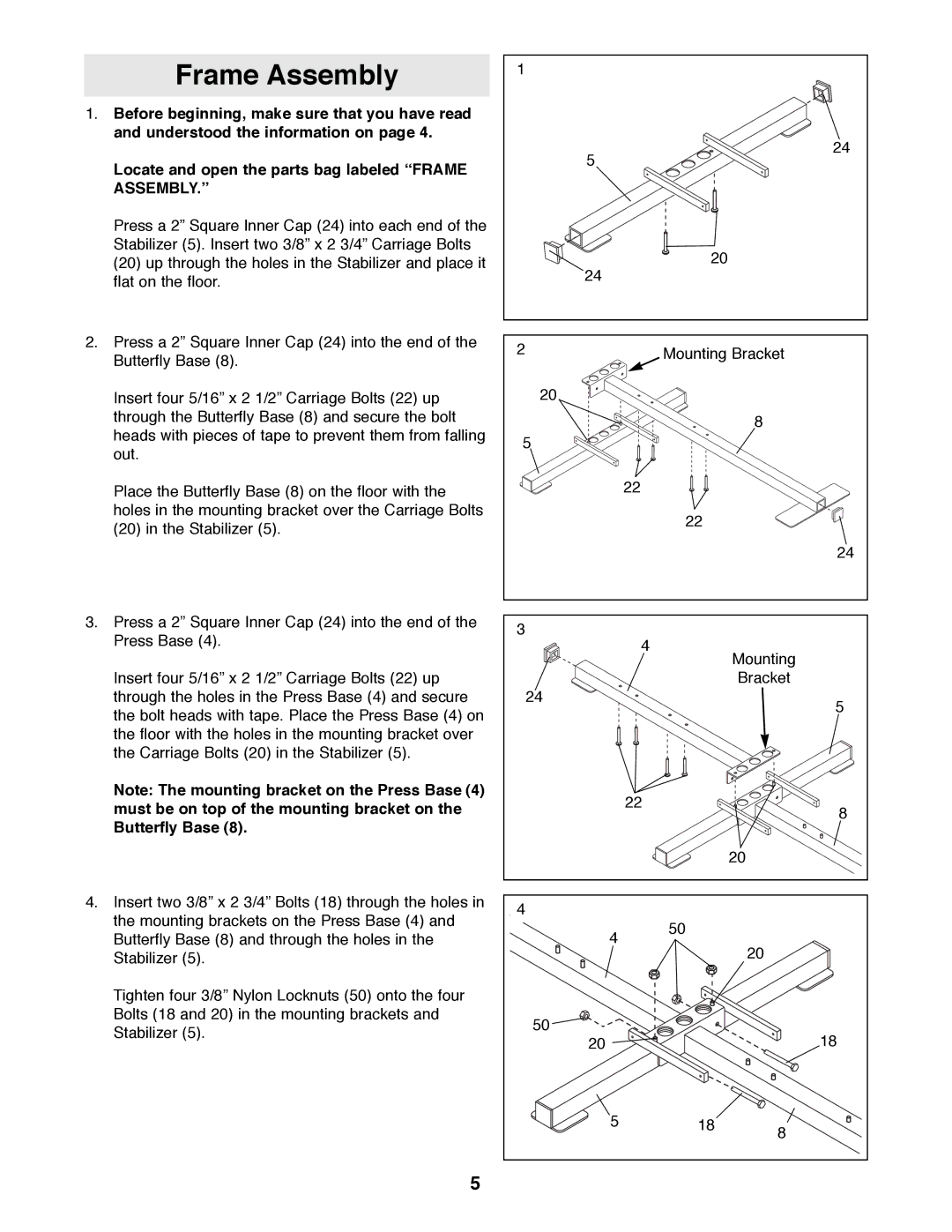 ProForm PFSY92080 manual Frame Assembly 