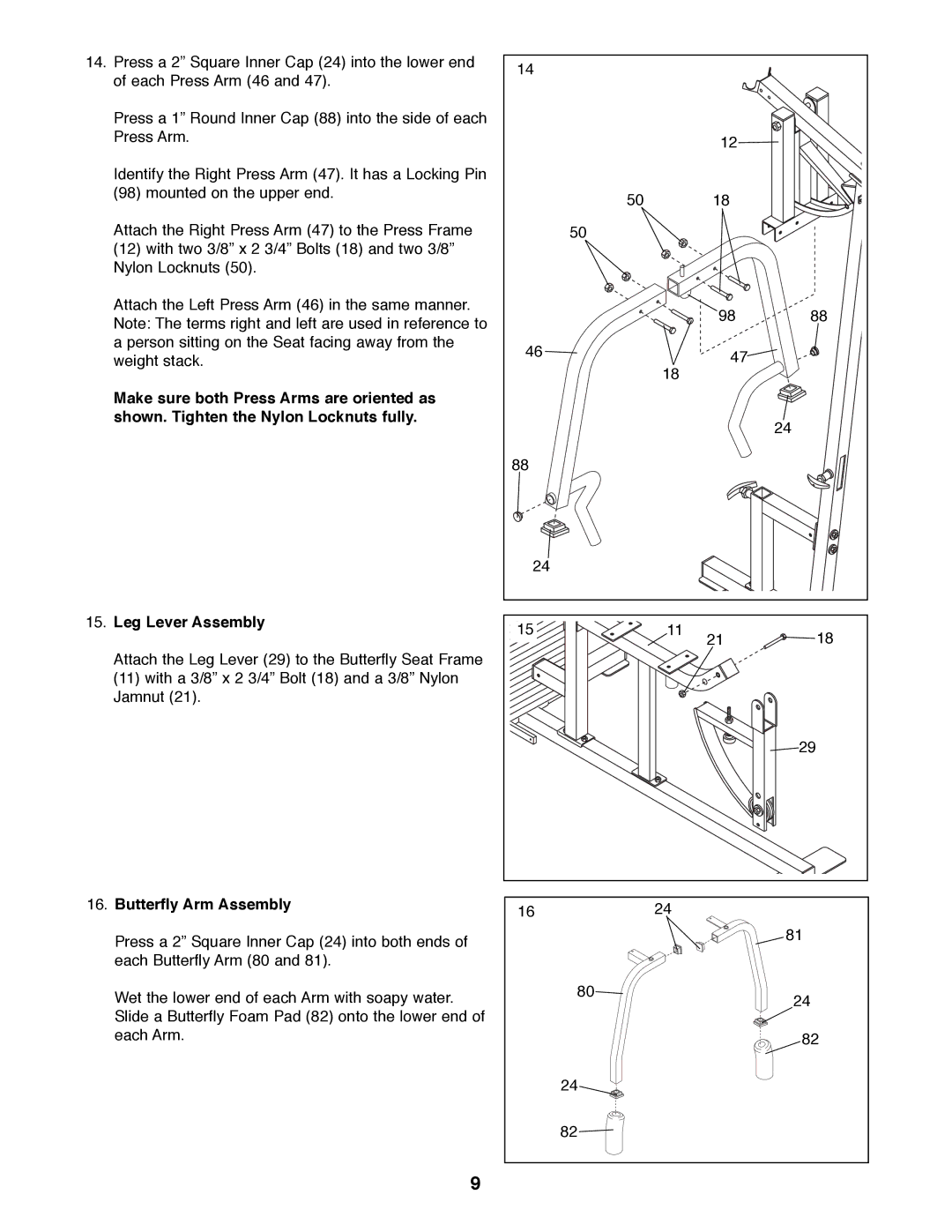 ProForm PFSY92080 manual Butterfly Arm Assembly 