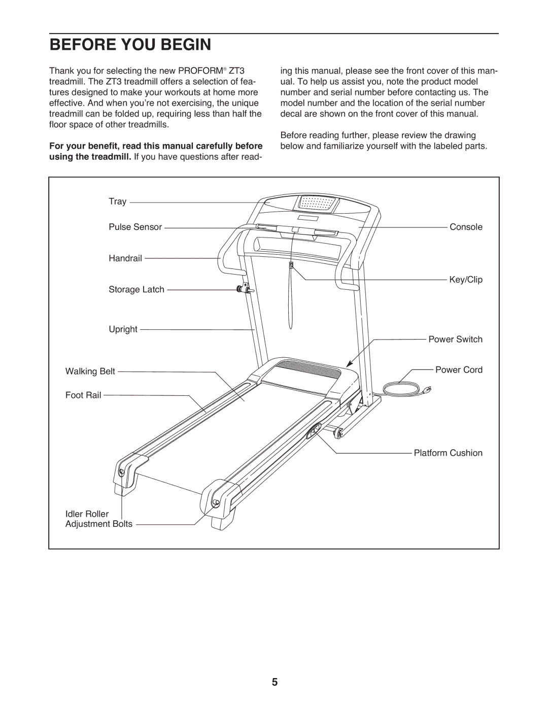 ProForm PFT39110.0 user manual Before YOU Begin 