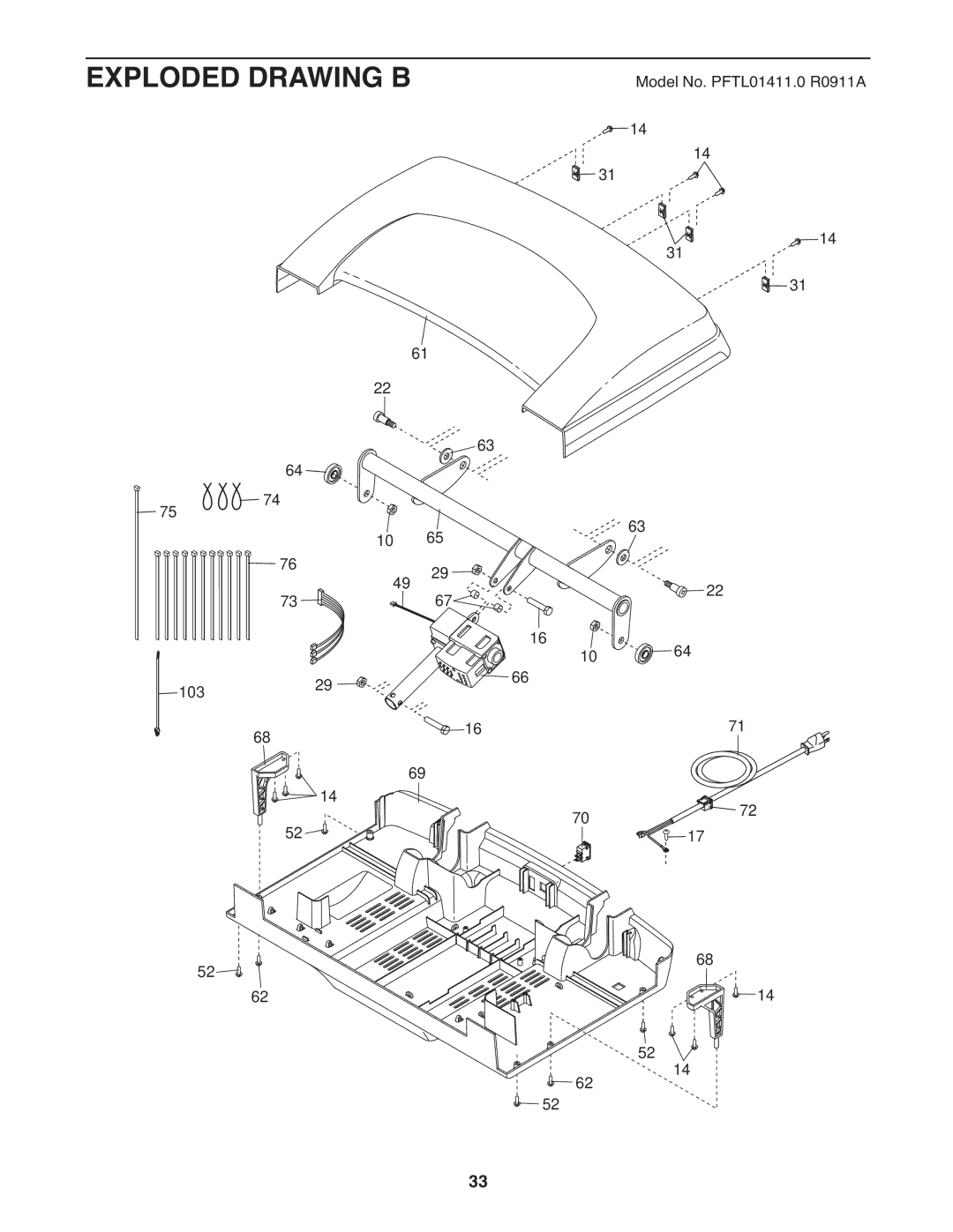 ProForm PFTL01411.0 warranty Exploded Drawing B 