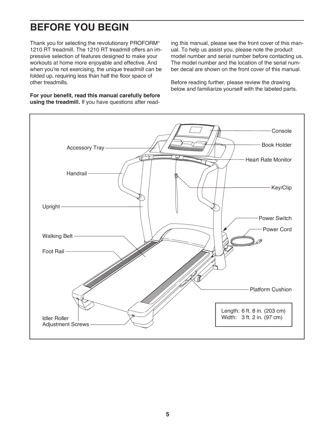 ProForm PFTL01411.0 warranty Before YOU Begin 