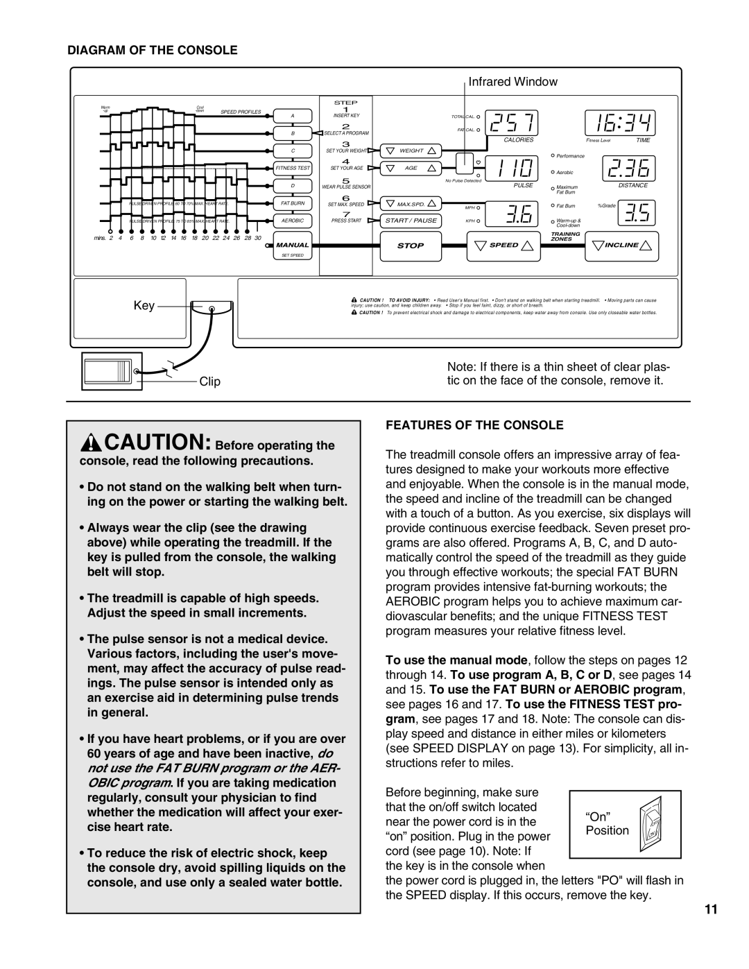 ProForm PFTL05050 user manual Diagram of the Console, Features of the Console 