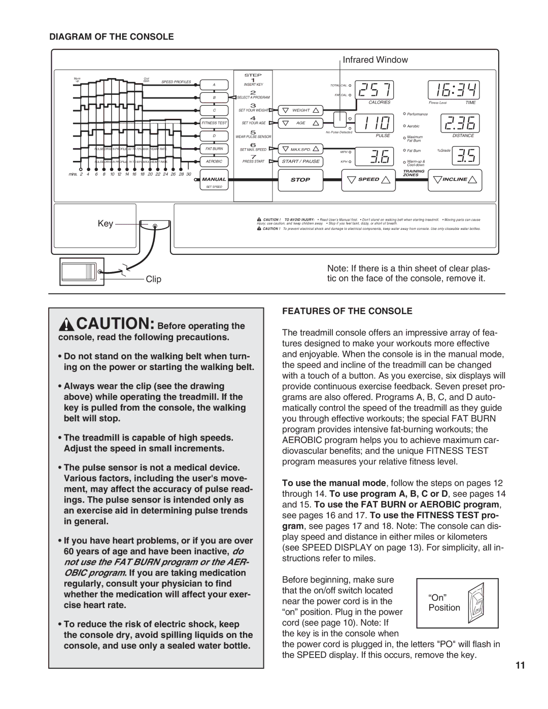 ProForm PFTL05051 user manual Diagram of the Console, Features of the Console 