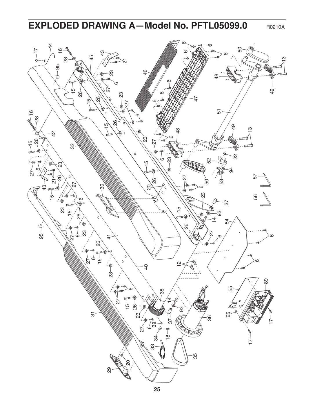 ProForm PFTL05099.0 warranty Exploded Drawing A-Model No 