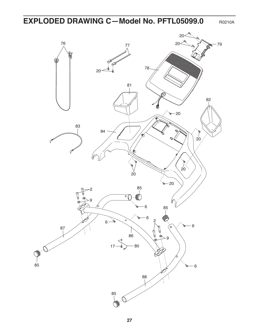 ProForm warranty Exploded Drawing C-Model No. PFTL05099.0 R0210A 