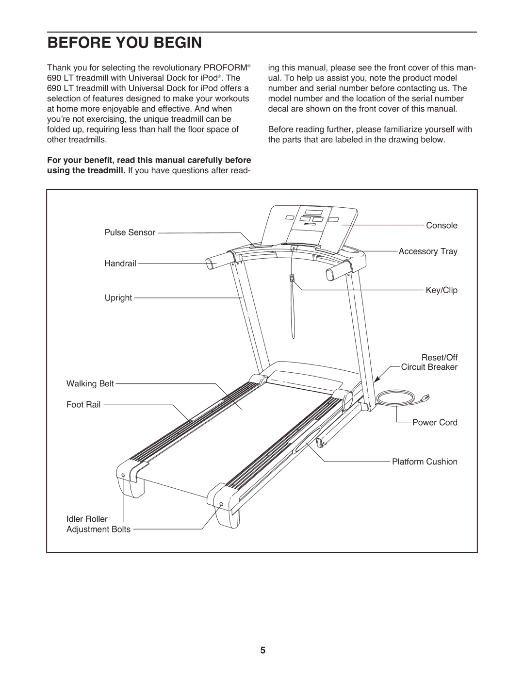 ProForm PFTL06009.0 user manual Before YOU Begin 