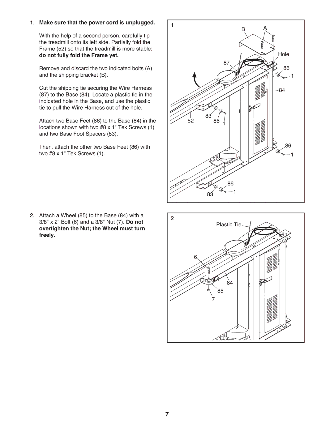 ProForm PFTL06009.0 user manual Make sure that the power cord is unplugged, Do not fully fold the Frame yet 