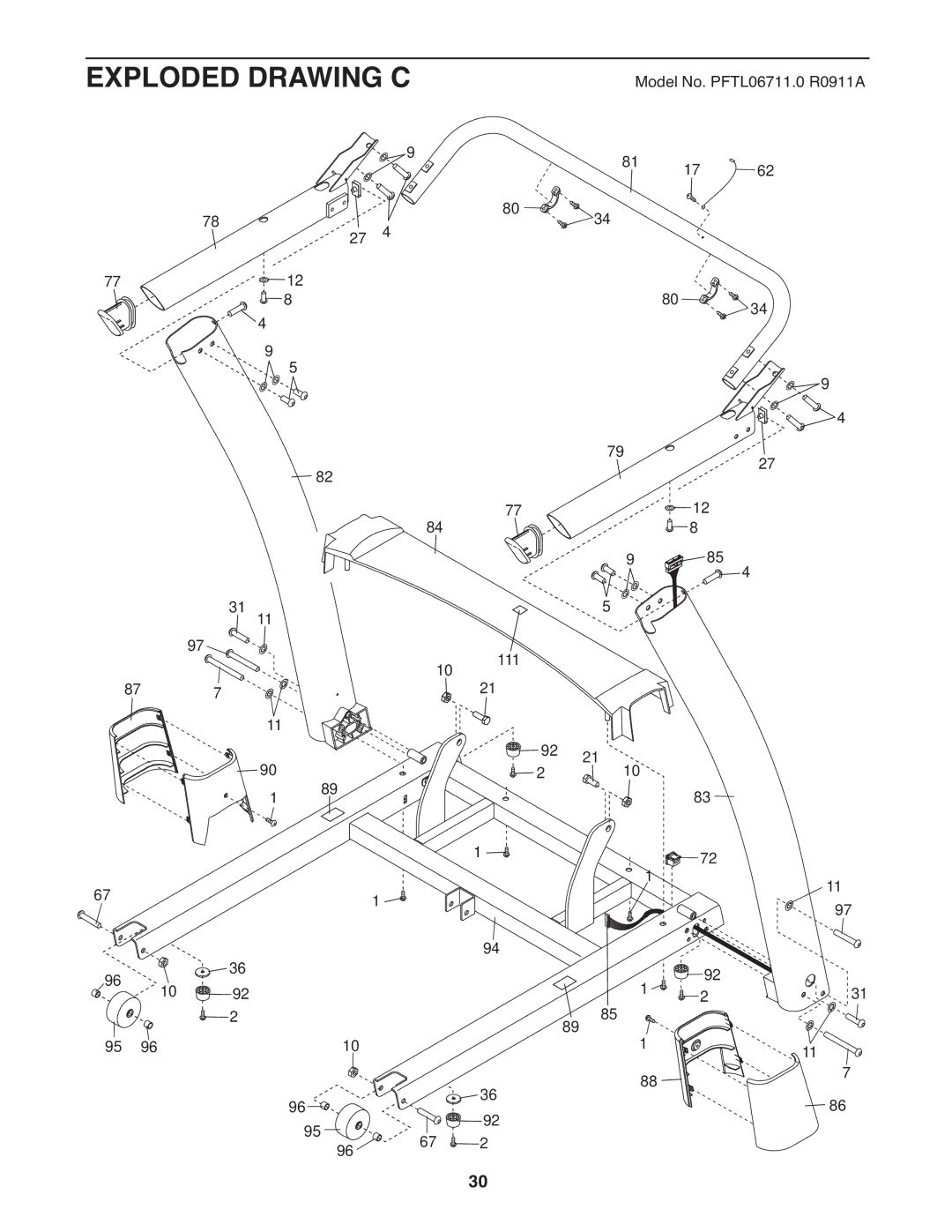 ProForm PFTL06711.0 warranty Exploded Drawing C 