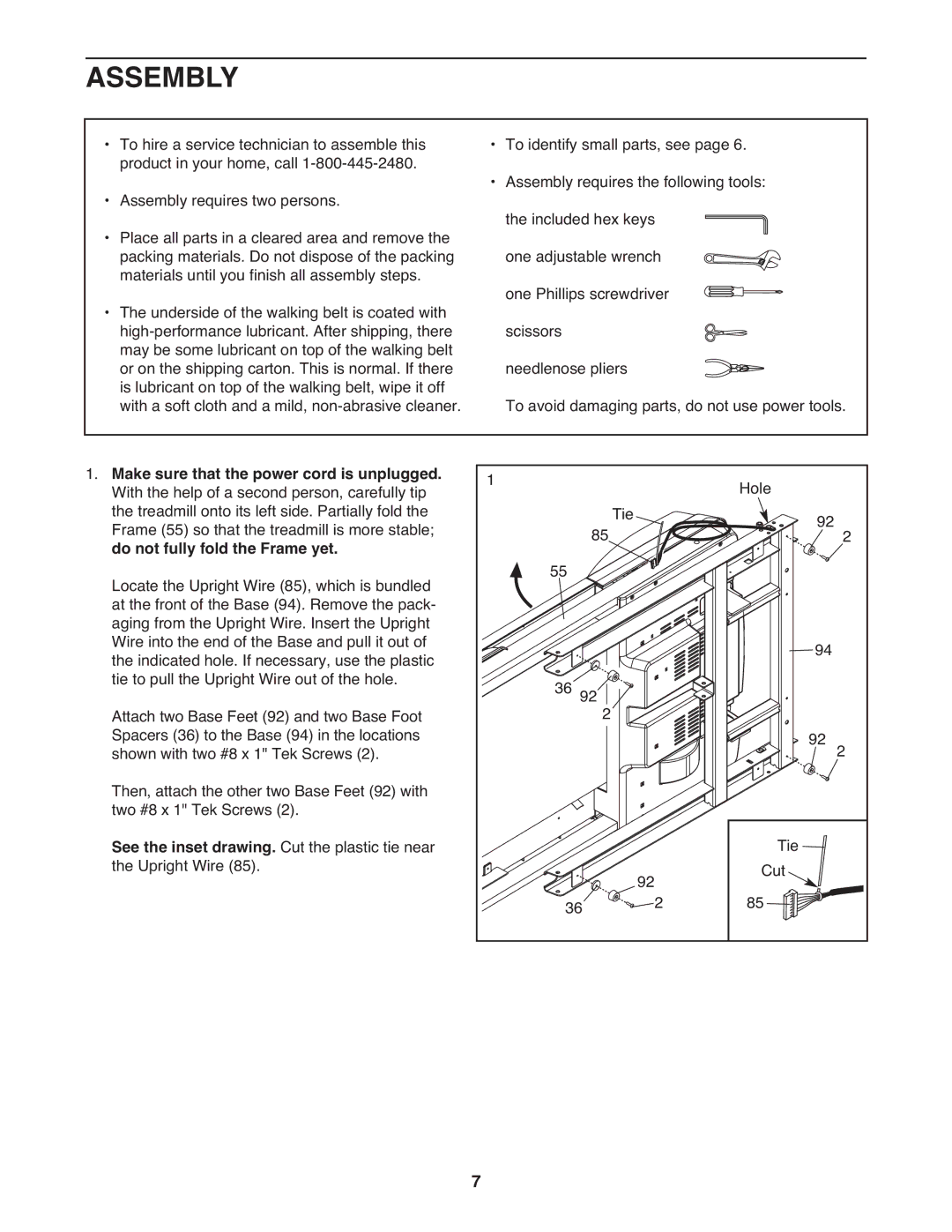 ProForm PFTL06711.0 warranty Assembly 