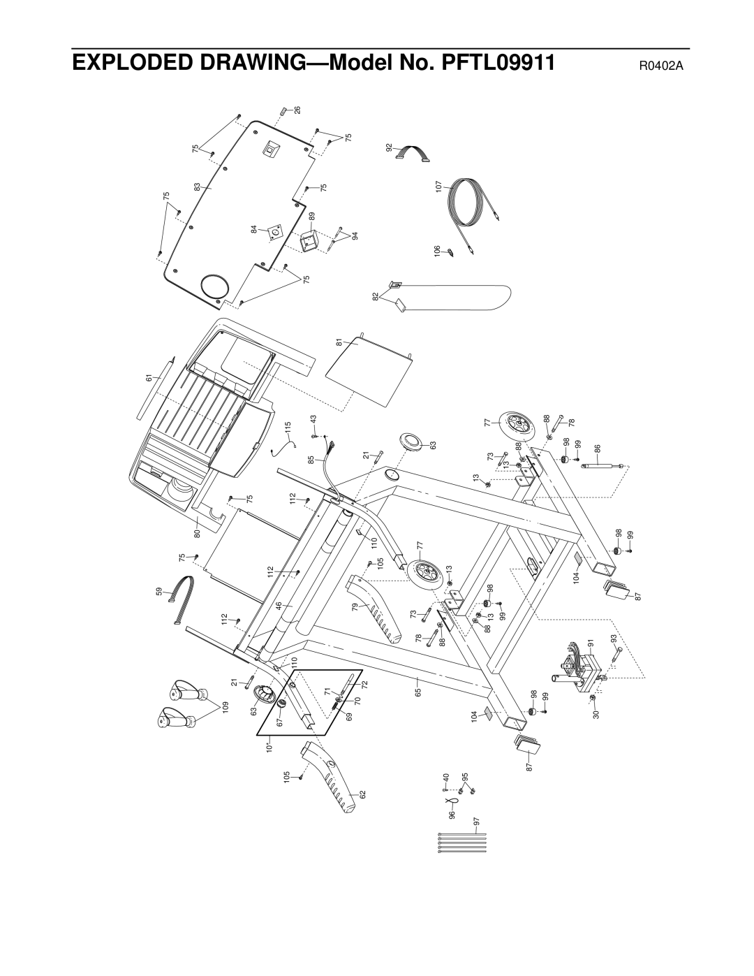 ProForm user manual Exploded DRAWING-Model No. PFTL09911 